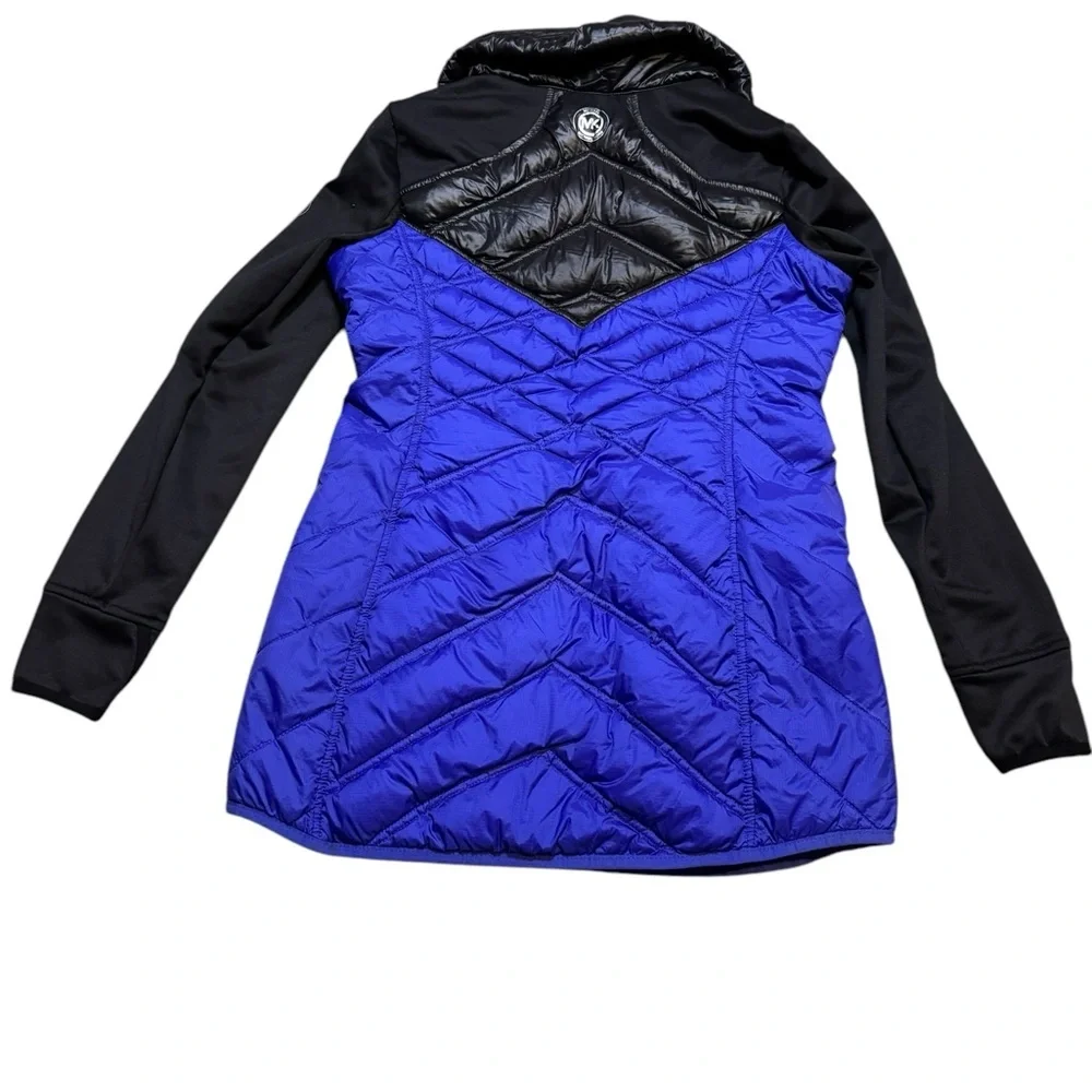 🧥✨‎ Michael Kors V-Chest Down Fill Puffer Jacket Black Blue Small ✨🧥